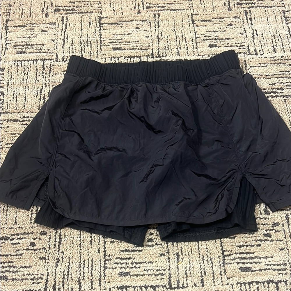 Black Textured Skort